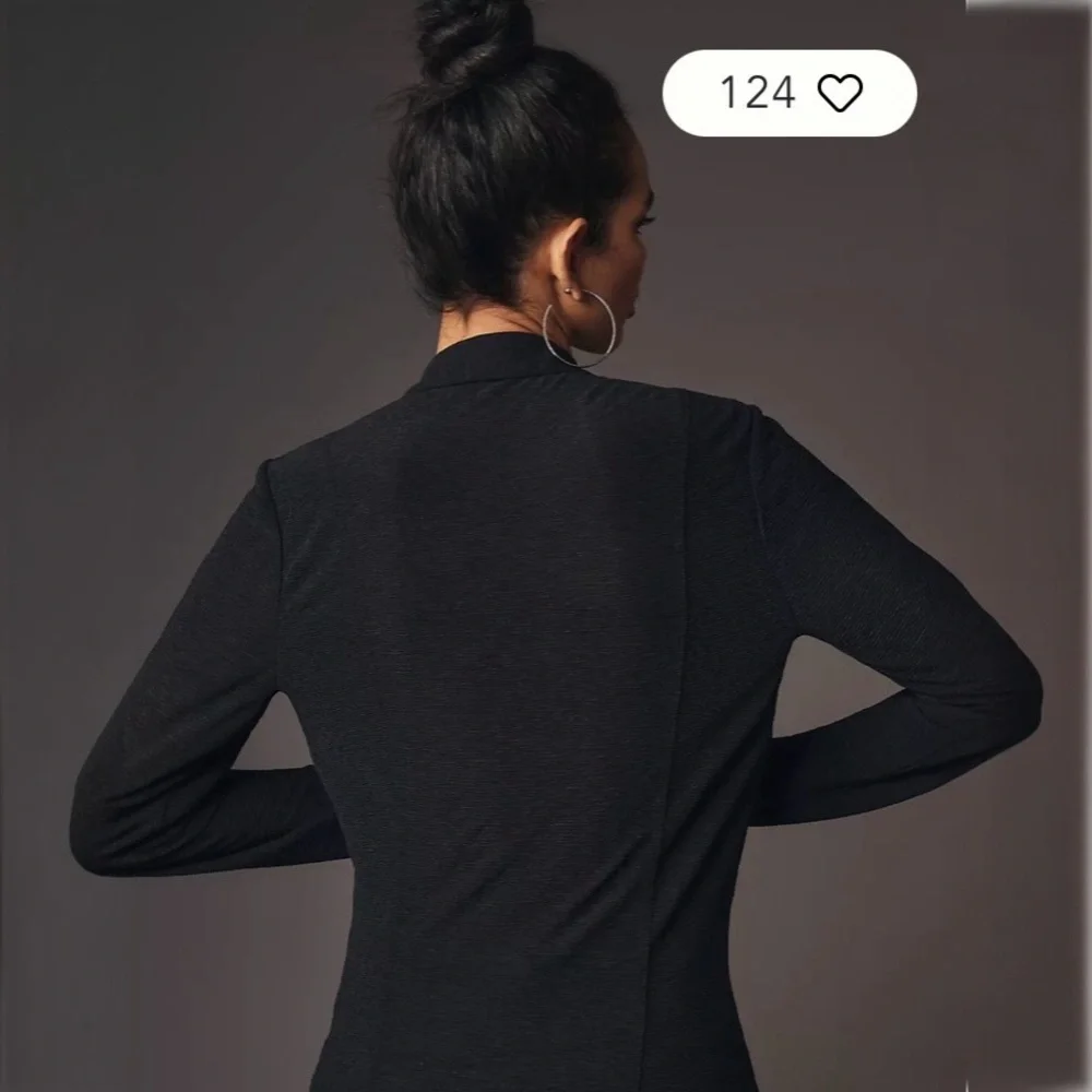 Anthropologie | Long-Sleeve Textured Button-Front Blouse Size Small in Black - Picture 3 of 11